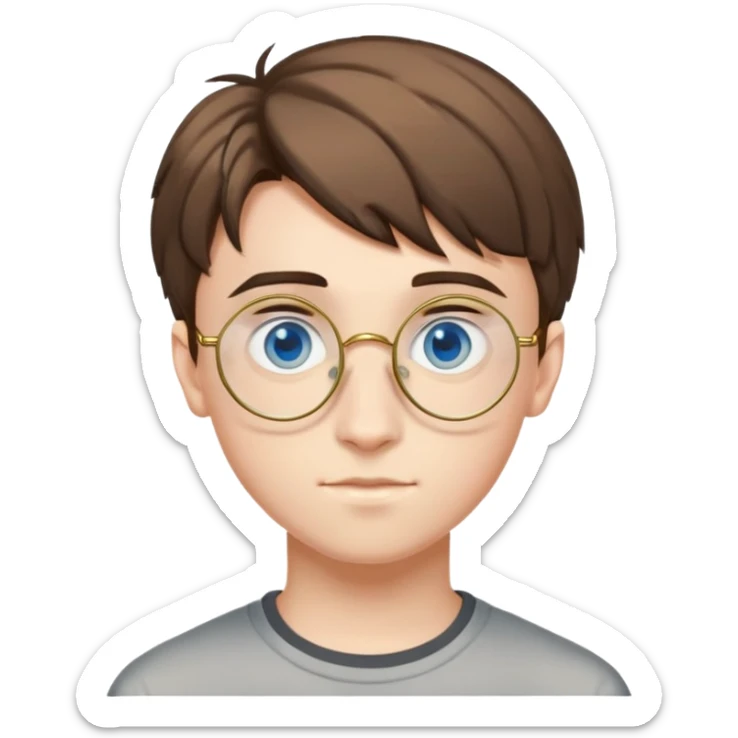 A guy who is 16 years old with short brown hair with blue eyes and gold harry potter glasses who is stunning sticker
