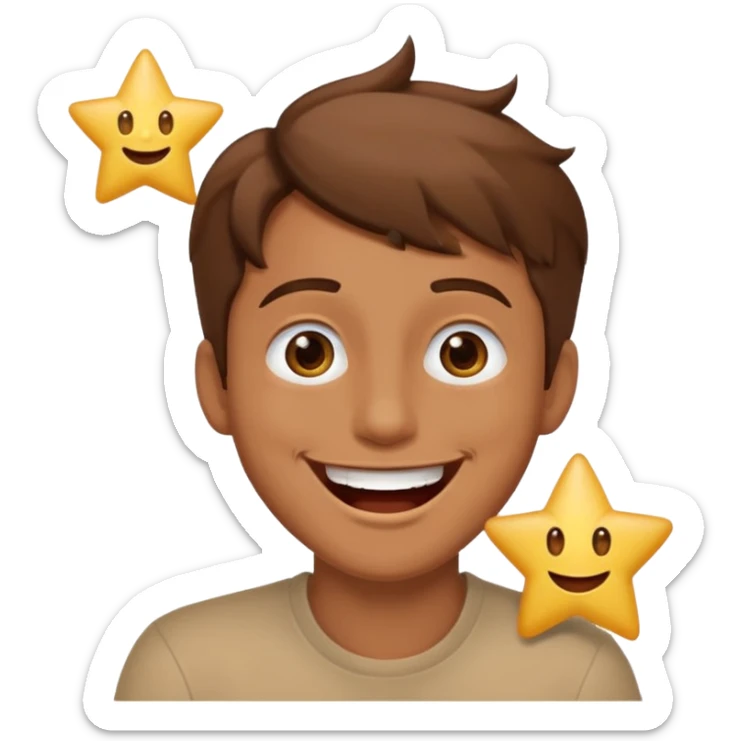 Color de piel moreno los ojos ke sean de estrella riéndose y pelo café hombre  sticker