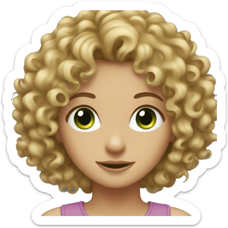 Curly dark blonde hair and green eyed girl sticker
