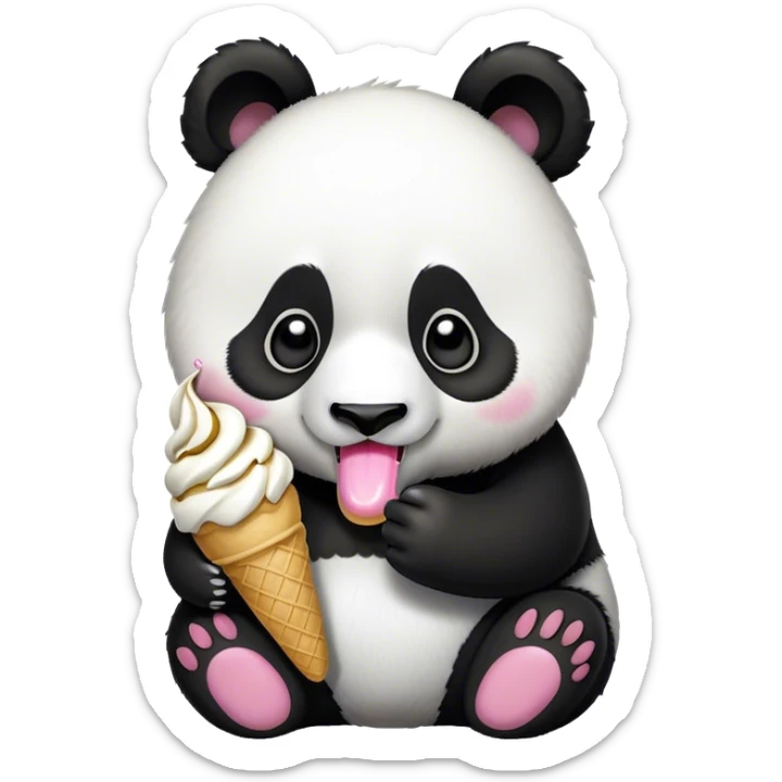 Panda eating ice cream sticker