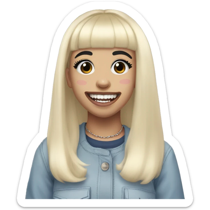 Melanie Martinez, half black hair, half blonde hair, gap toothed, straight hair sticker