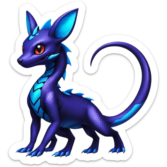 Gothic Colorful Salandit-Umbreon-Fakémon-hybrid-creature (full body)  sticker