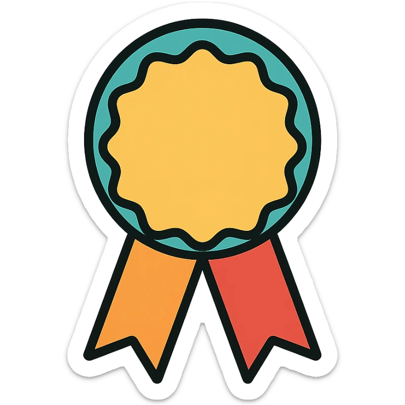 vector icon of a gold guarantee seal symbol with multicolor details, geometric seal shape, elegant and minimalist flat design, isolated on white, award badge style, 2D flat vector, trending icon look, soft shadows, no text, commercial use sticker