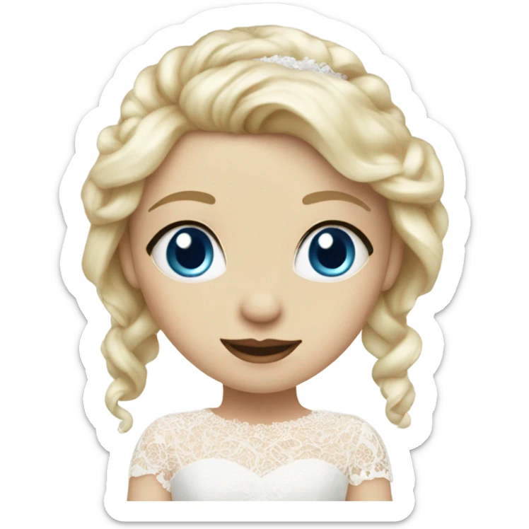 Beautiful blond girl with blue eyes and lace wedding dress sticker