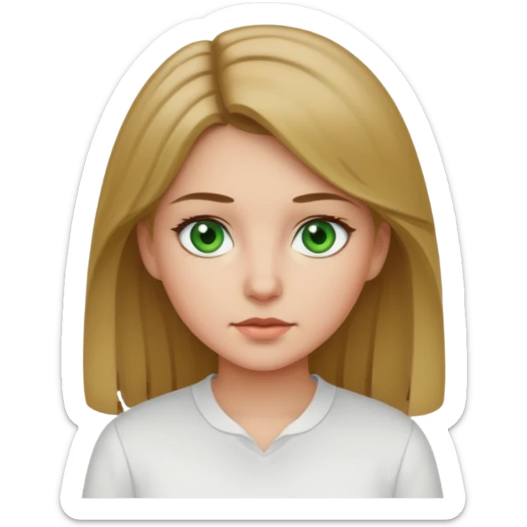 Girl in white shirt with dark blonde hair and green eyes  sticker