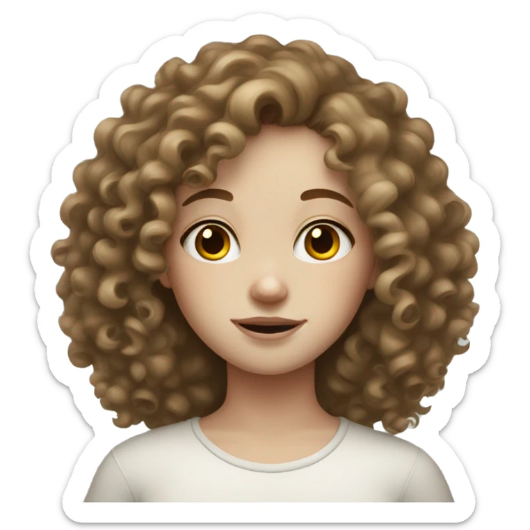 Curly hair girl with pale skin and freckles  sticker