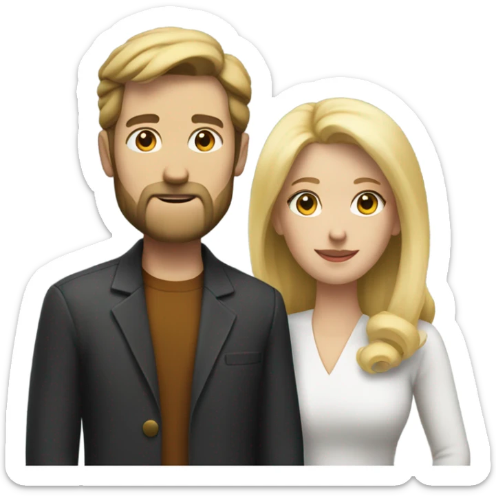 White man dark hair and beard white woman blonde hair  sticker