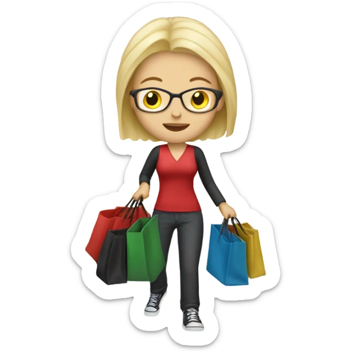 White blond Female music teacher with a lot of bags sticker