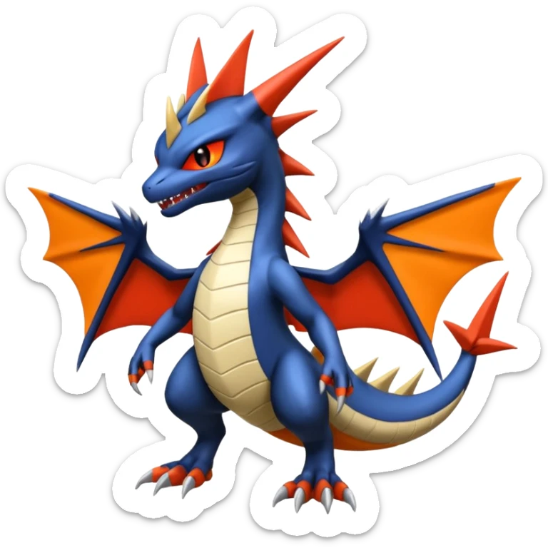 Handsome cool badass edgy Latias-Litten-Garchomp-Giratina-Pokémon-Fakémon-fusion-hybrid-creature, full body sticker