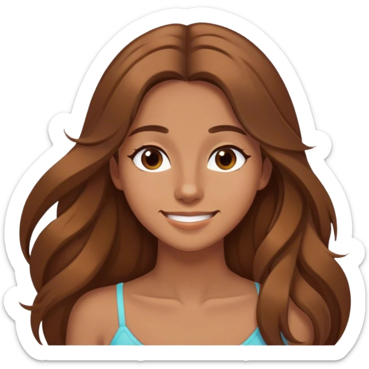 me female 26 brown long hair, happy and at ease and dreamy sticker