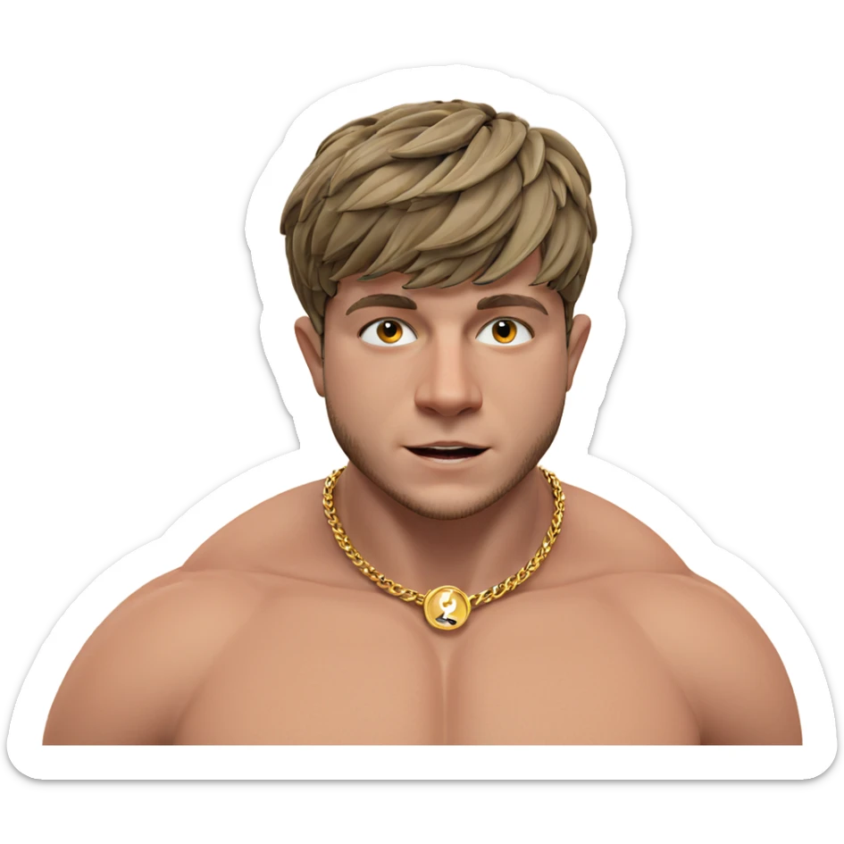 topless male with jewelry sticker