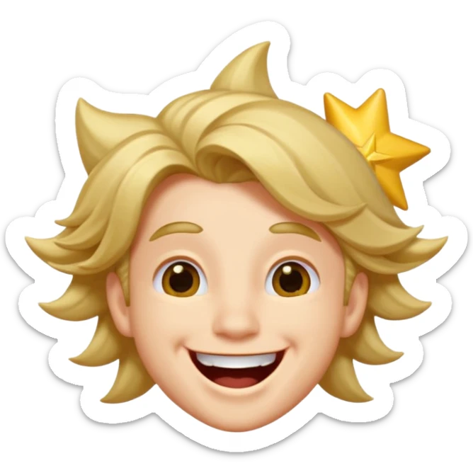 Moreno ojos de estrella riéndose y pelo asía lado sticker