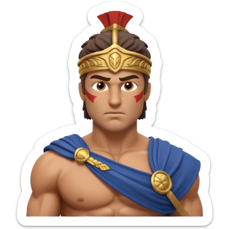 crea a un guerrero griego estoico, muy musculoso 3d, realista sticker