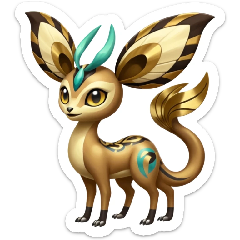  Egyptian Shiny Smooth Soft Glossy Tribal Exotic Colorful Tropical Meloetta-Venom-Heliolisk-Helioptile-Monster-Animal-Pokémon-Fakémon-fusion, full body, tribal markings  sticker