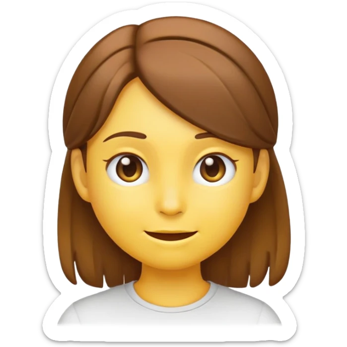 yellow emoji style character with brown hair tucking hair behind ear, winking sticker