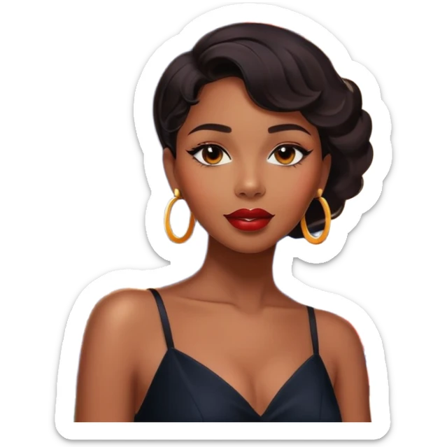 Black jazz singer girl in front of a Parisian jazz club at night, neon sign, Eiffel Tower visible sticker