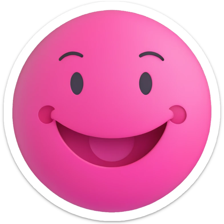 3D smiley emoji, round shape, grandmother hugging, pink color, smiling face sticker