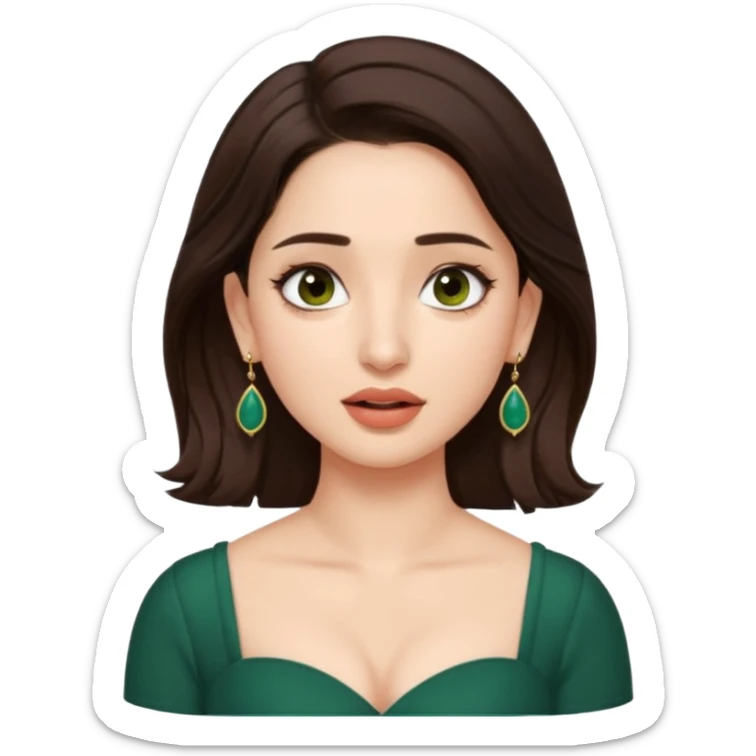 pretty bratz genmoji that looks like tamannah bhatia (bollywood actress), wearing a dark green sweetheart neckline top, dark brown hair, light makeup, no necklace, dangly earrings, side hair part, fair. dark brown eyes


Show her coughing sticker