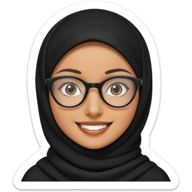 madre con jafas arabe con un panuelo de color negro tapandole todo el cabello sticker