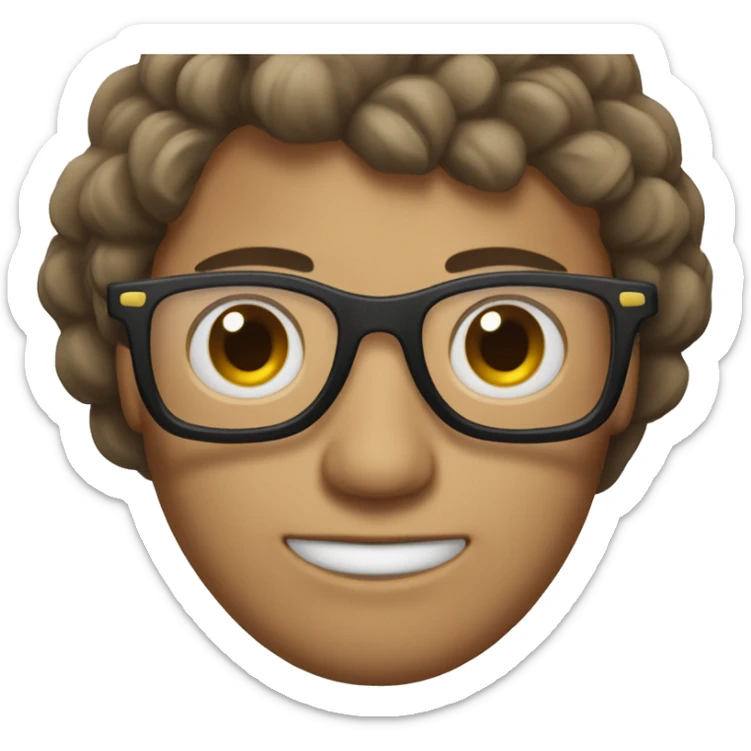 Homme avec des lunettes, peau très blanche, imberbe et les cheveux brun sticker