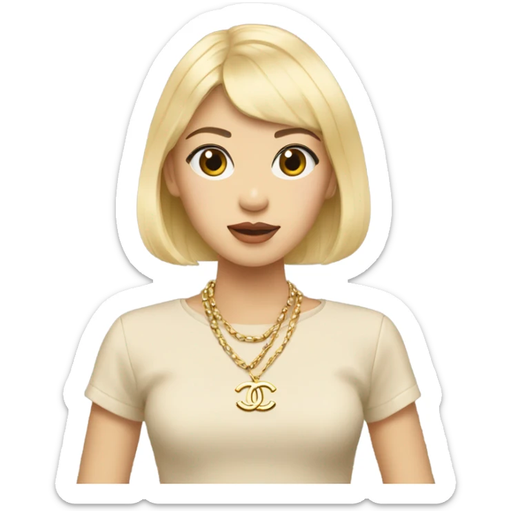 Blonde Chanel Asian Girl with Birkin bag and Chanel necklace sticker