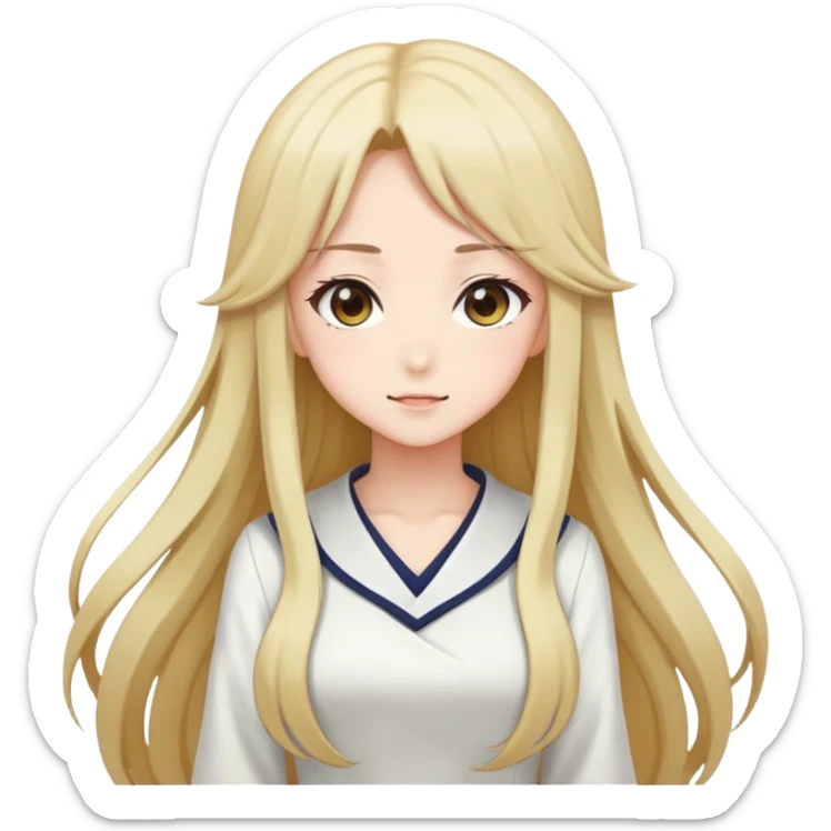 Anime girl with full figure, long hair, tasteful design sticker