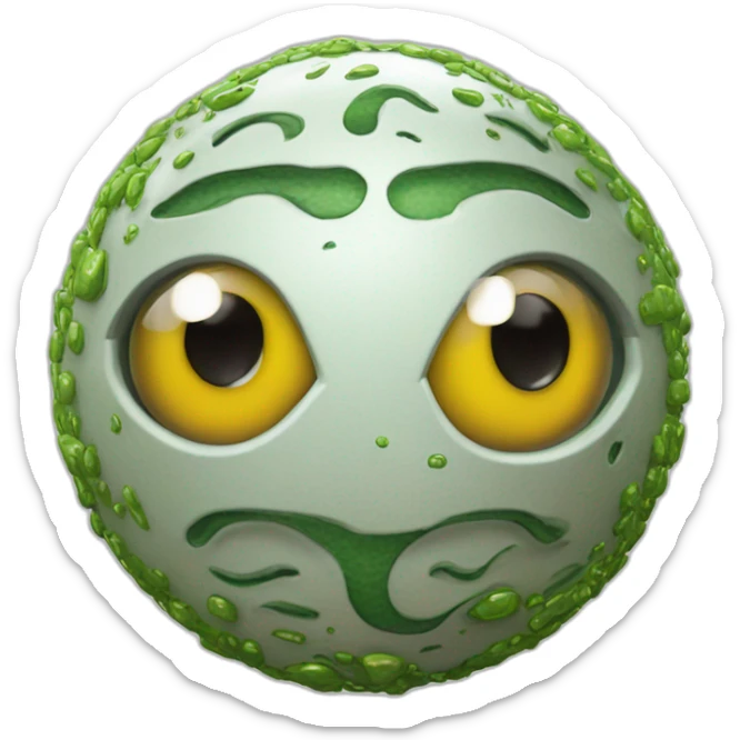 3d sphere with a cartoon Slime skin texture with Eye of Horus sticker