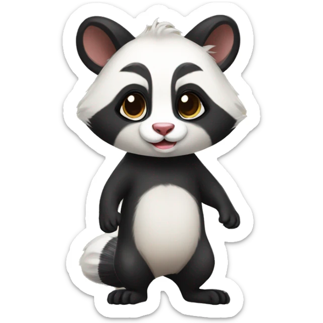 Cute skunk-panda-raccoon-ferret-cat-hybrid full body sticker