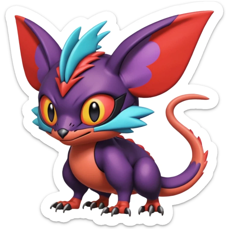  exotic tropical cyber-Litten-Noivern-Stitch-Noibat-Trico-Fakémon-Pokémon-Vernid-creature sticker