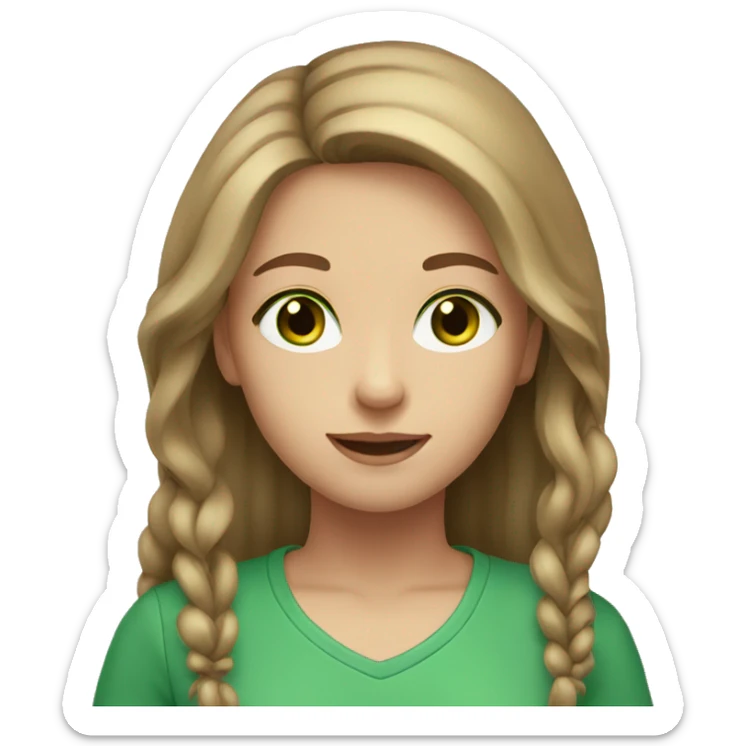 girl light brown hair green eyes long hair  sticker
