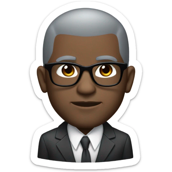deon sanders with round face and suit and glasses and buzz cut and small eyes and over 50 small gray bearded receding hairline and small black eyesand wrinkled forehead sticker