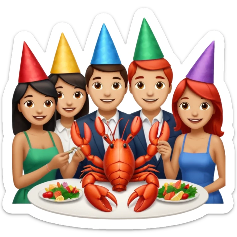 To many people eating lobster at a family party sticker