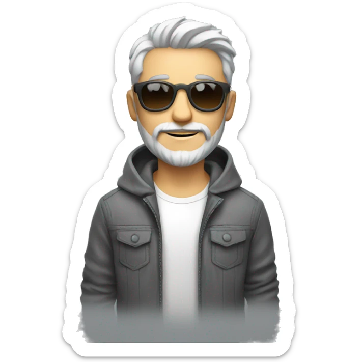cool designer for the sun with gray short hair and beard, white skin and bear in his hands sticker