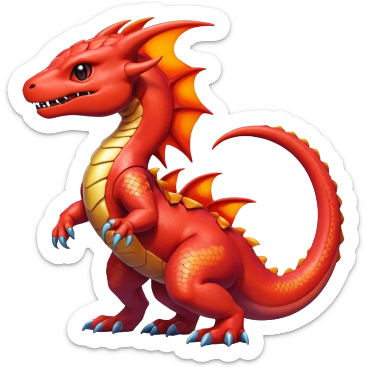 Cute Shiny iridescent Guilmon-Salandit-Fakémon-hybrid-creature (full body)  sticker