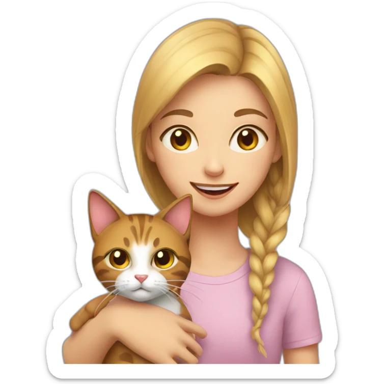 cat with girl sticker