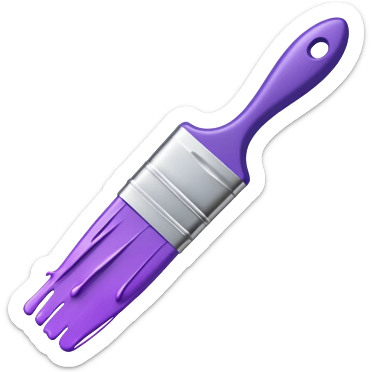 Paint brush with purple paint in the end of the brush  sticker