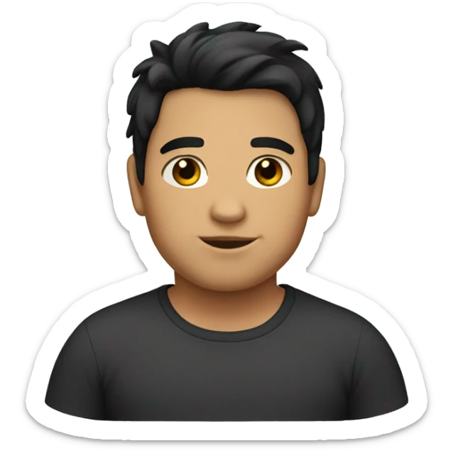 a boy fat with the hair for the shoulders and black hair sticker