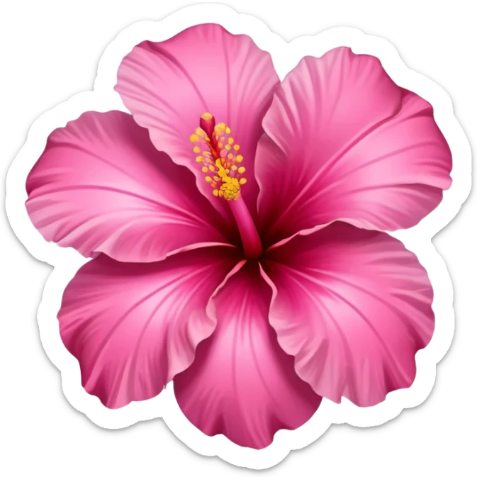 A pink hibiscus flower but in the shape of a heart sticker
