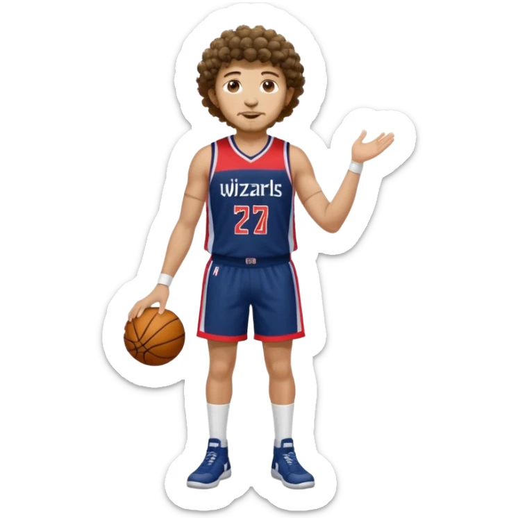 Curly hair short facial hair Washington Wizards Jersey white socks cover up the ankle legs and knees a right arm sleeve on your right arm full body Standing Tall sticker