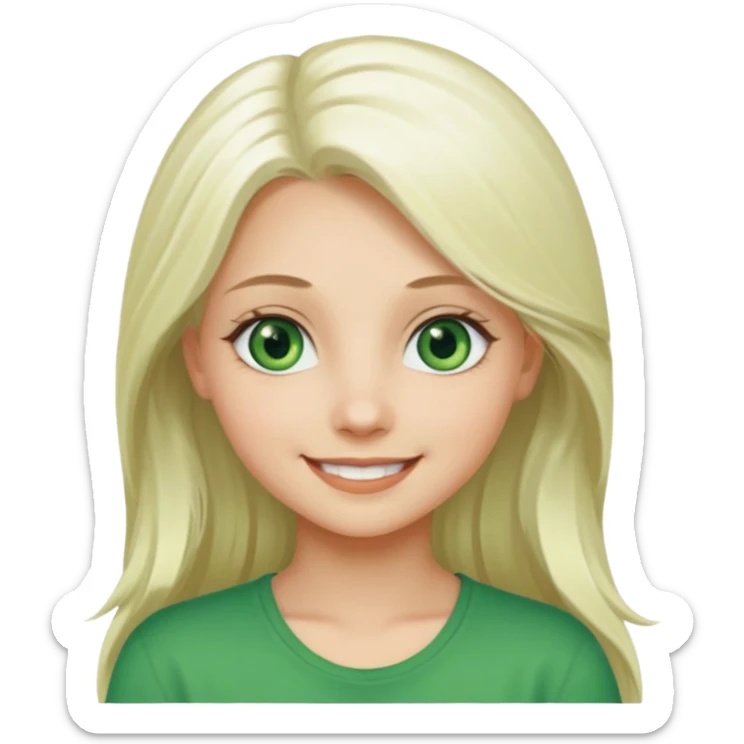 Long platinum blonde hair girl with green eyes  sticker