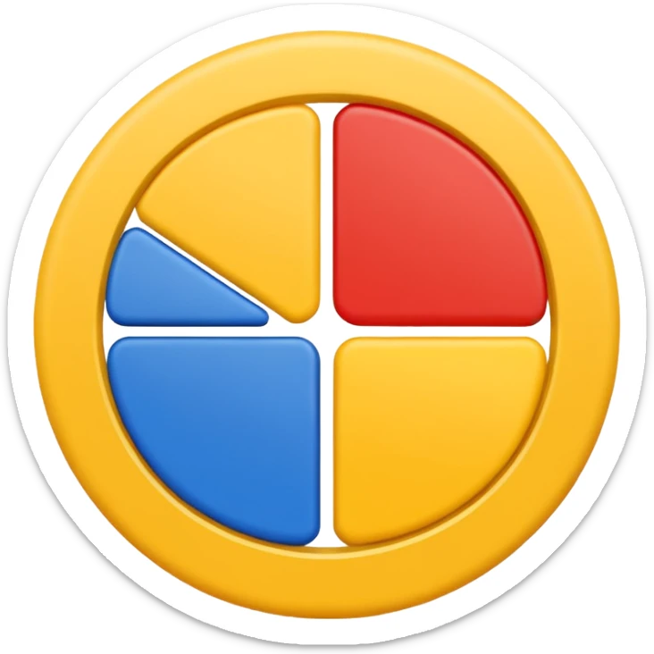 a circle with yellow blue red and green in it such as a uno play card , a circle divided in four sticker