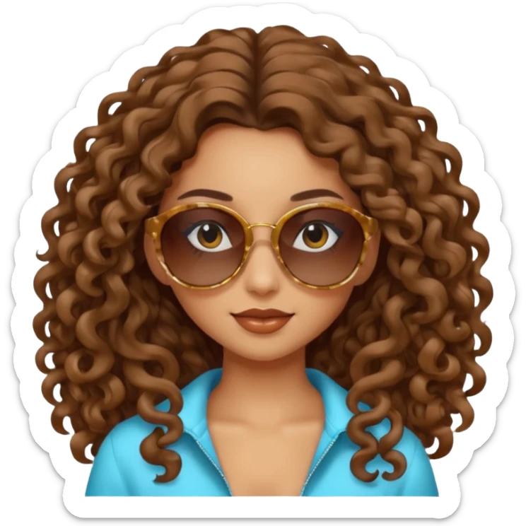 Biker Gang with Sunglasses,girl, long curly hair, sunglasses sticker