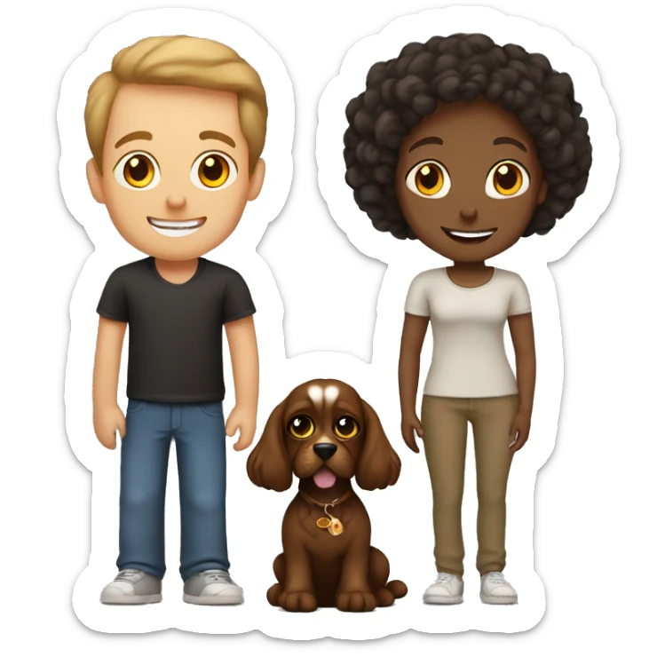 family: mim, dad, girl and cocker spaniel: black and brow sticker