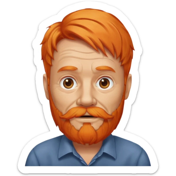 old adult male, orange hair and orange beard sticker