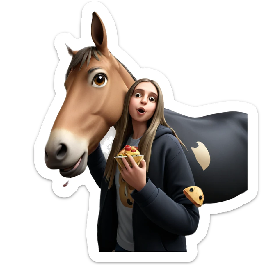 girl with food and animal sticker