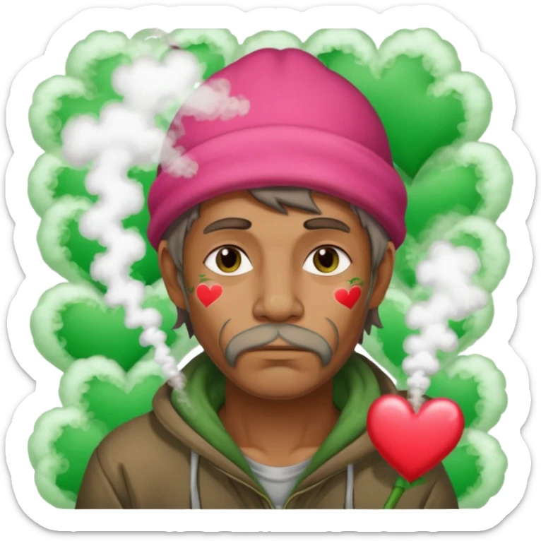 Homeless man with Valentine’s Day decor smelly and ugly  white and green smoke  sticker