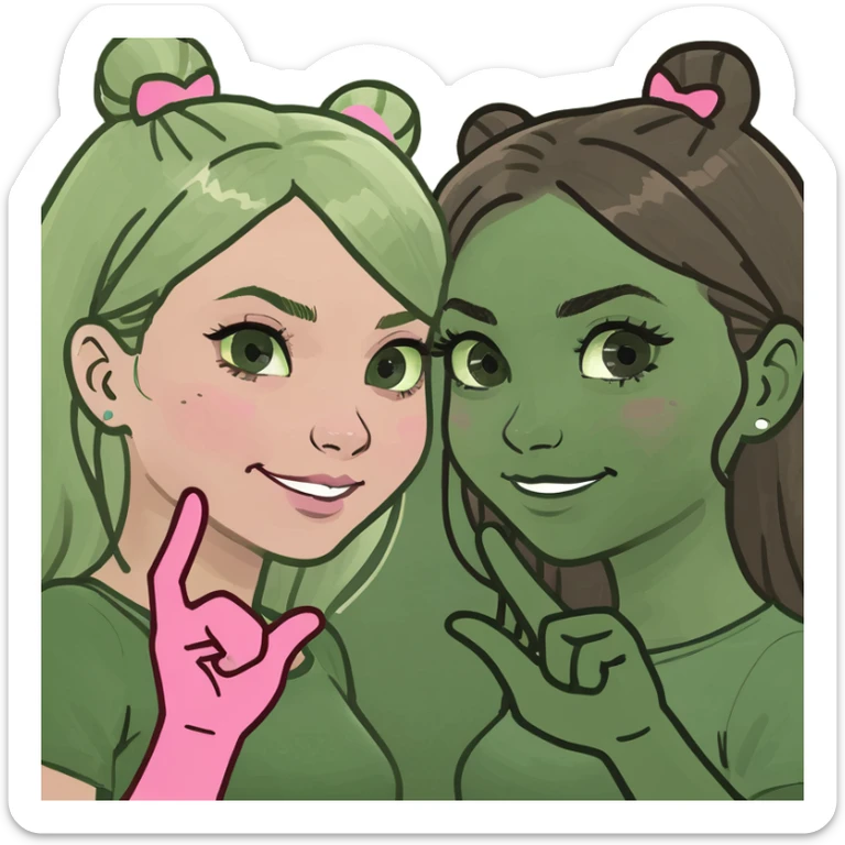 blonde girl and brunette girl pinky promise sticker