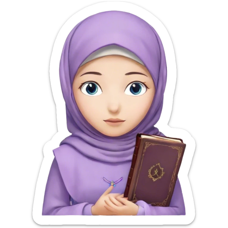 Turkish beautiful finish Konya girl blue eyes with hijab and lilac dress have Quran  sticker