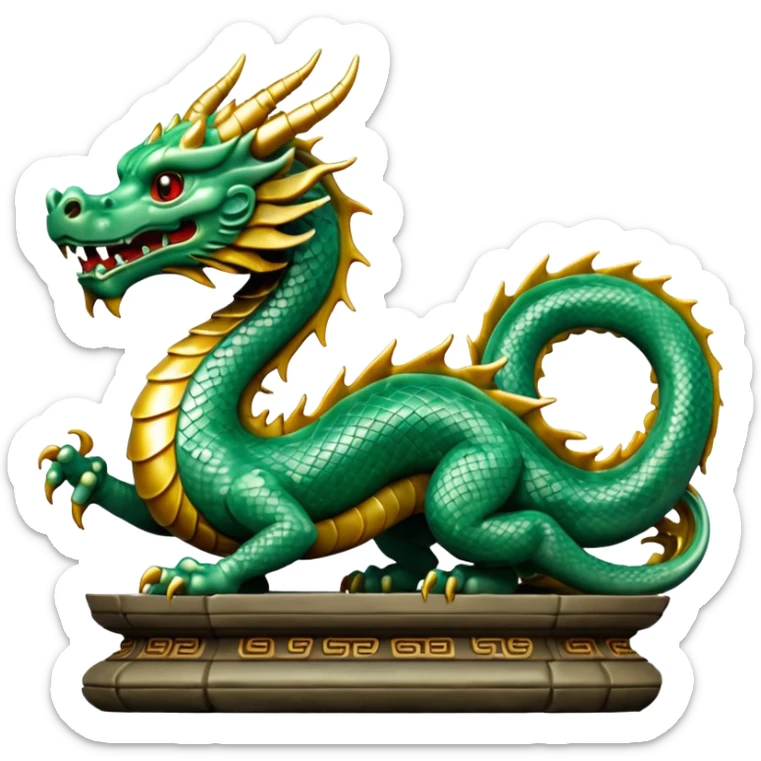 A dragon statue in the style of ancient China made of jade sticker