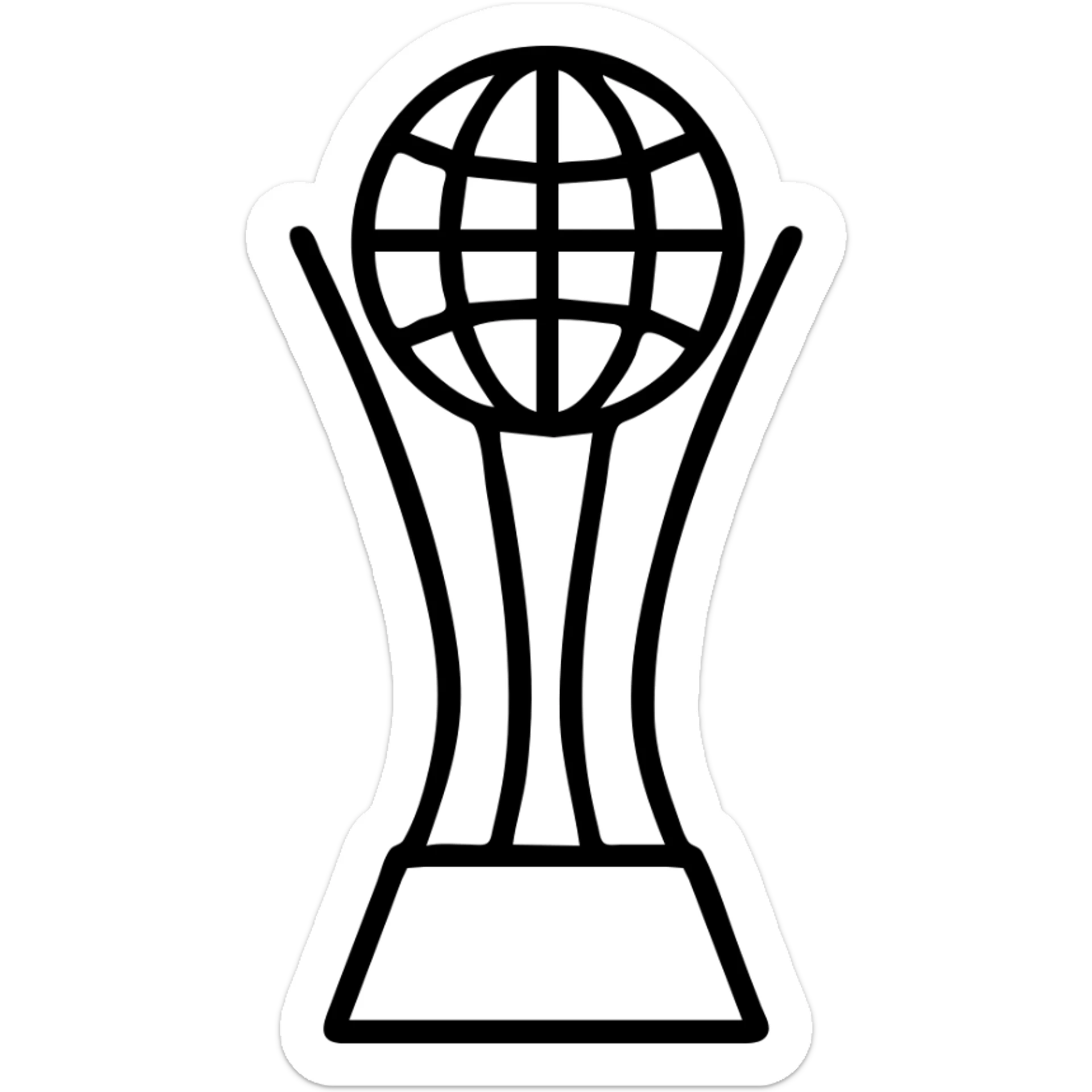 Airbnb icon inspired by FIFA Club World Cup trophy, minimalist style, stylized trophy with globe on top, no text, Airbnb category icon style sticker